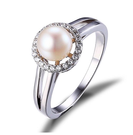 anello economico argento perla zirconi amazon